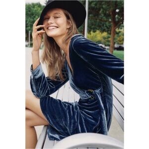 Anthropologie Velvet Wrap Dress in Deep Navy
